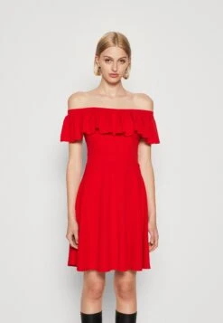 Wal G Alexa Ruffle Skater - Jersey Dress - Red