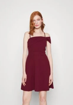 Wal G Roshna Sleeve Skater Dress - Cocktail Dress / Party Dress - Berry Wine