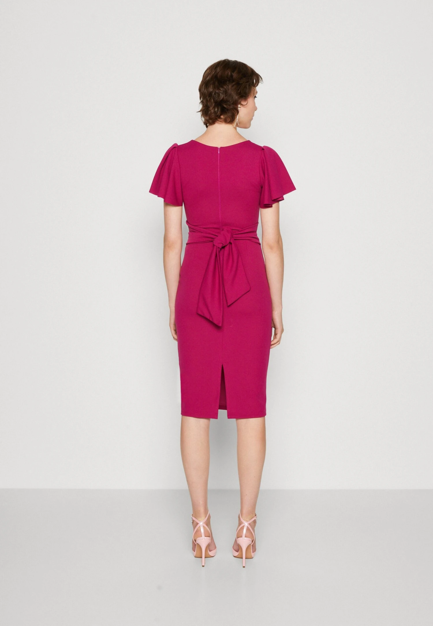 Wal G Tatiana Ruffle Sleeve Midi - Jersey Dress - Raspberry - Image 3