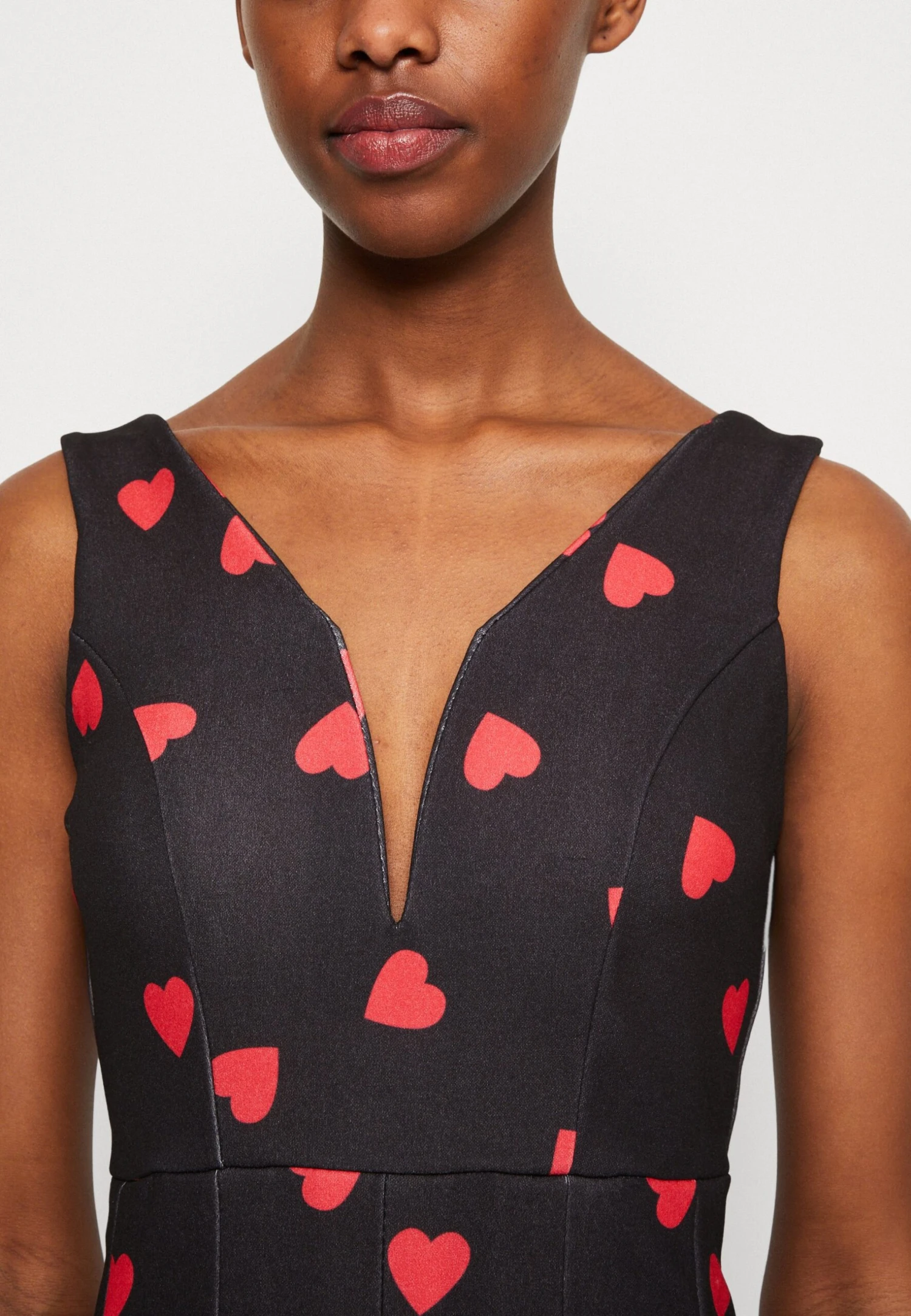 Wal G Valentines Elle Heart Skater - Jersey Dress - Black/Red - Image 6