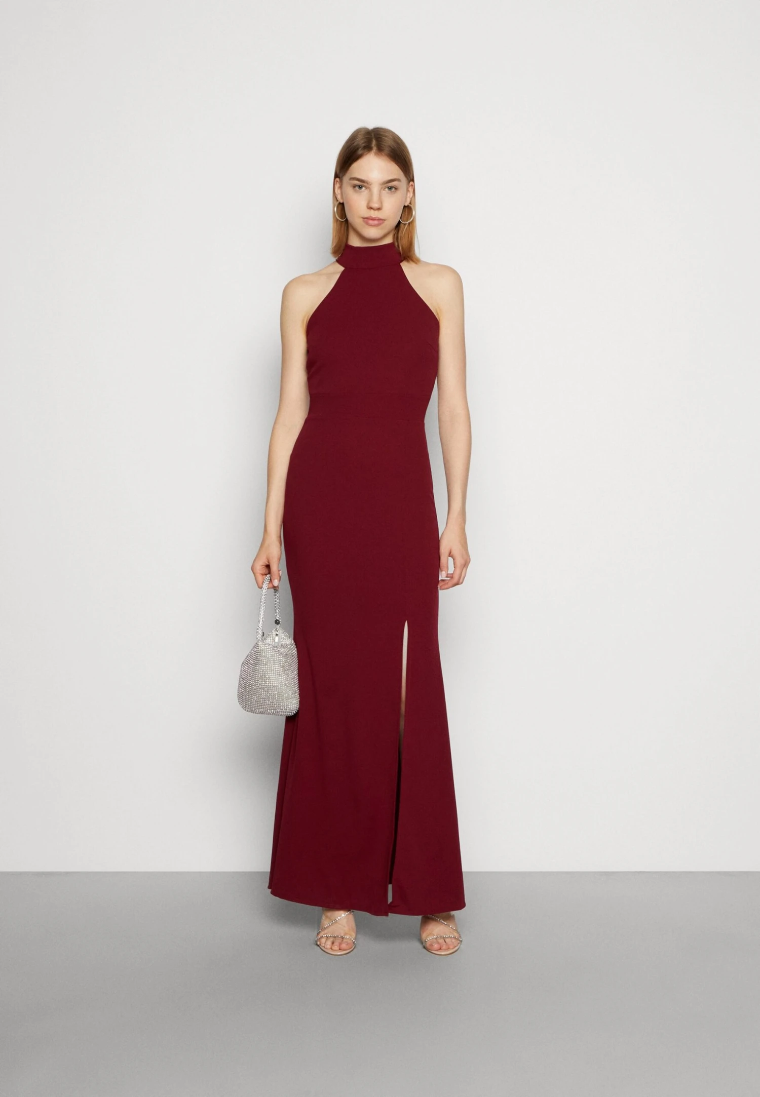 Wal G Sara Halter Neck Maxi Dress - Occasion Wear - Berry Wine - Image 2