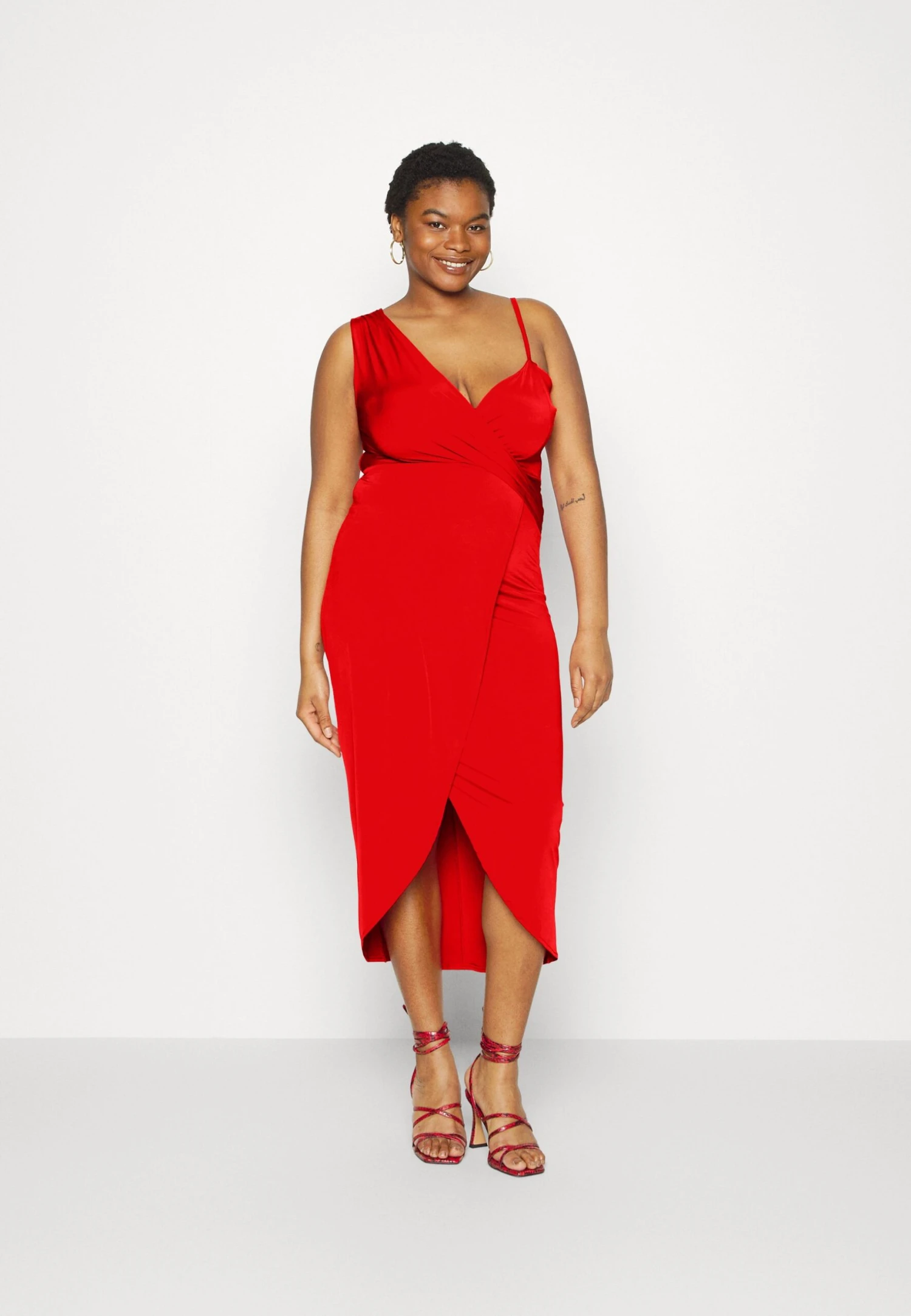 Winny Asymmetric Midi - Jersey Dress - Red