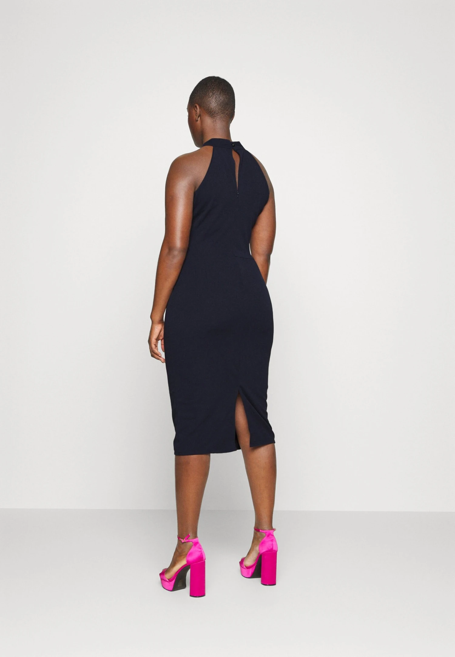 Stace Halter Neck Midi - Cocktail Dress / Party Dress - Navy Blue - Image 3