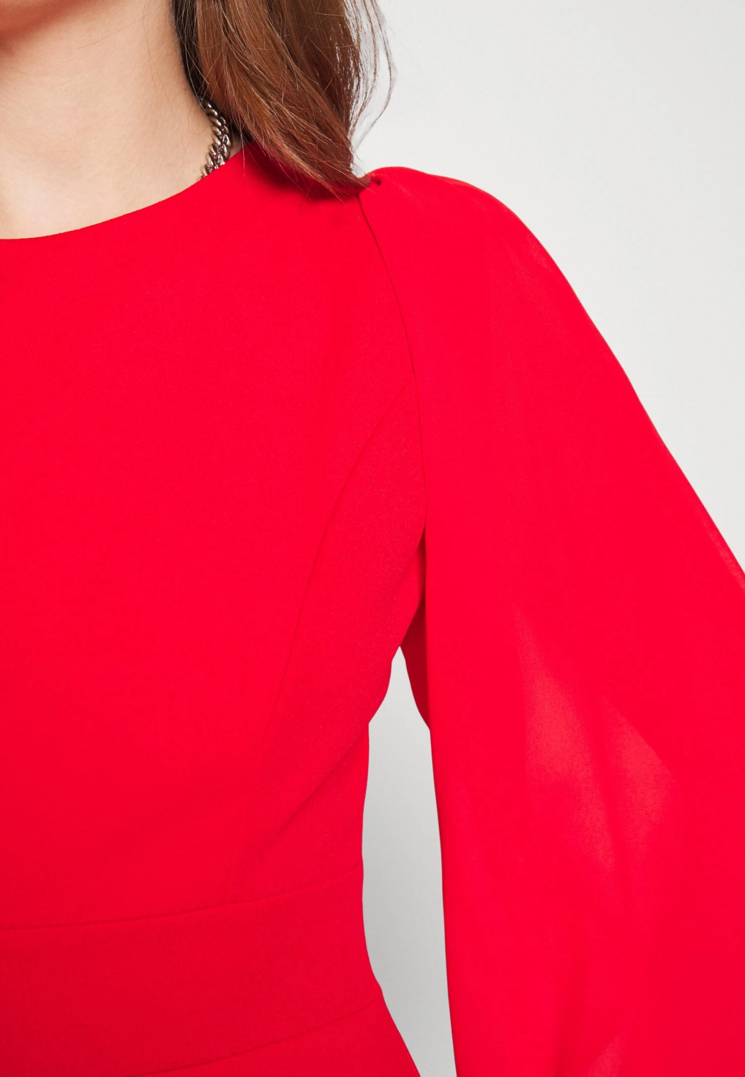 Kat Sleeve Dress - Cocktail Dress / Party Dress - Red - Image 6