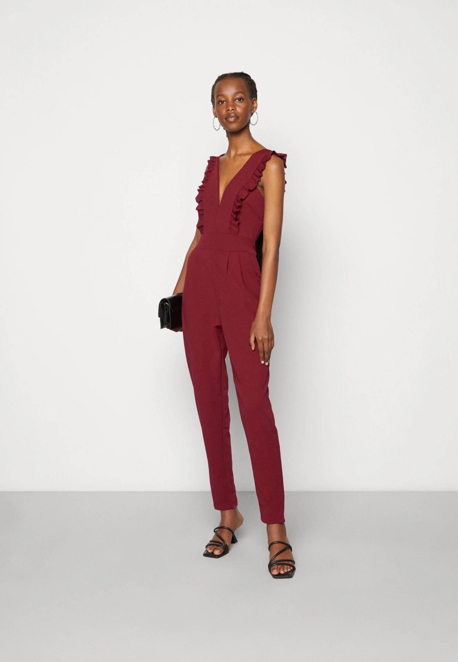 Wal G Rayna Ruffled- Jumpsuit - Berry Wine - Image 2