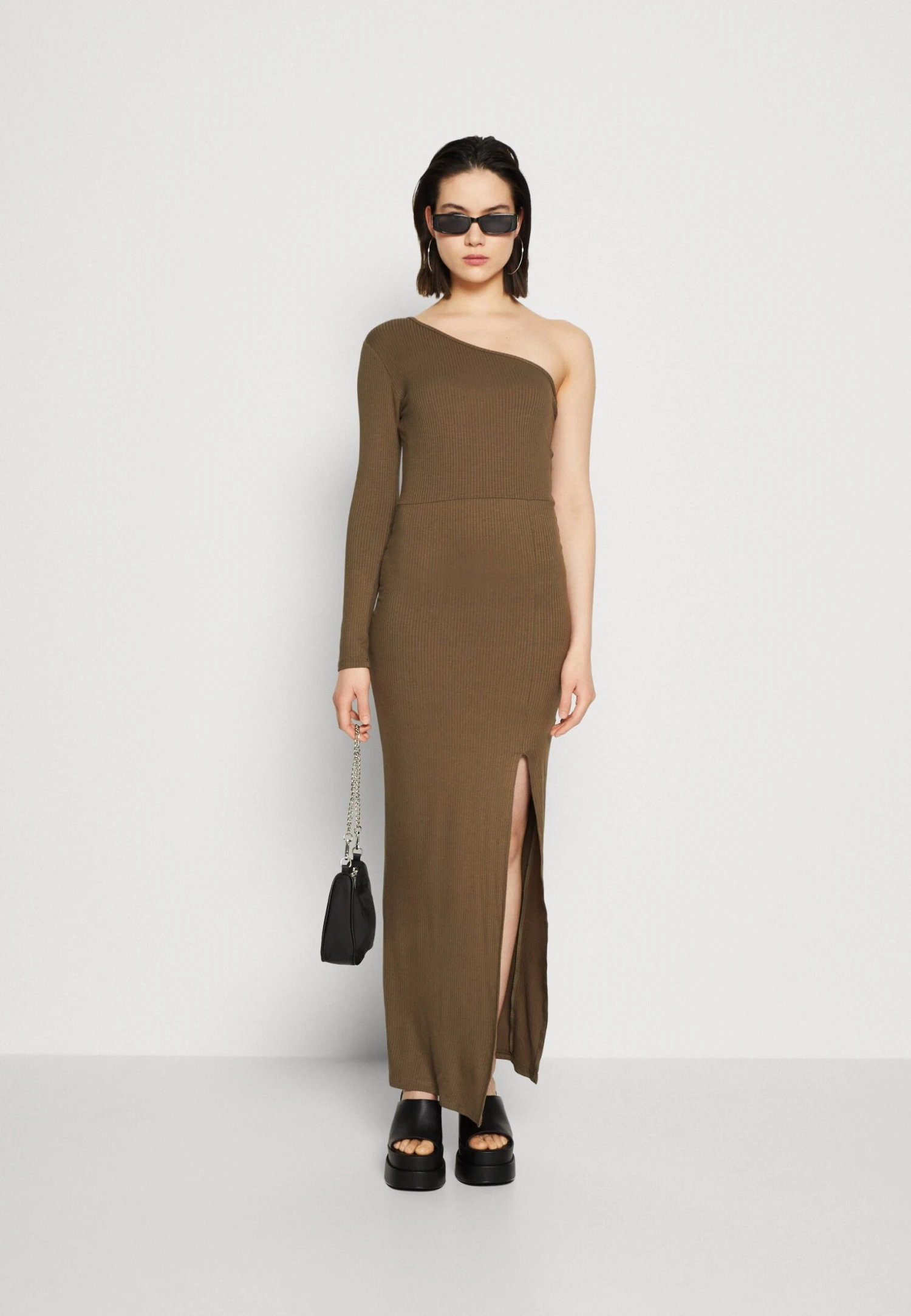Wal G Party Ash One Shoulder Maxi - Jersey Dress - Khaki Green - Image 2