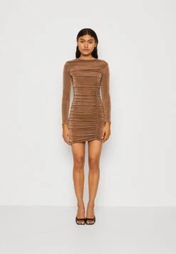 Wal G Ben Rouched Mini - Jersey Dress - Chocolate