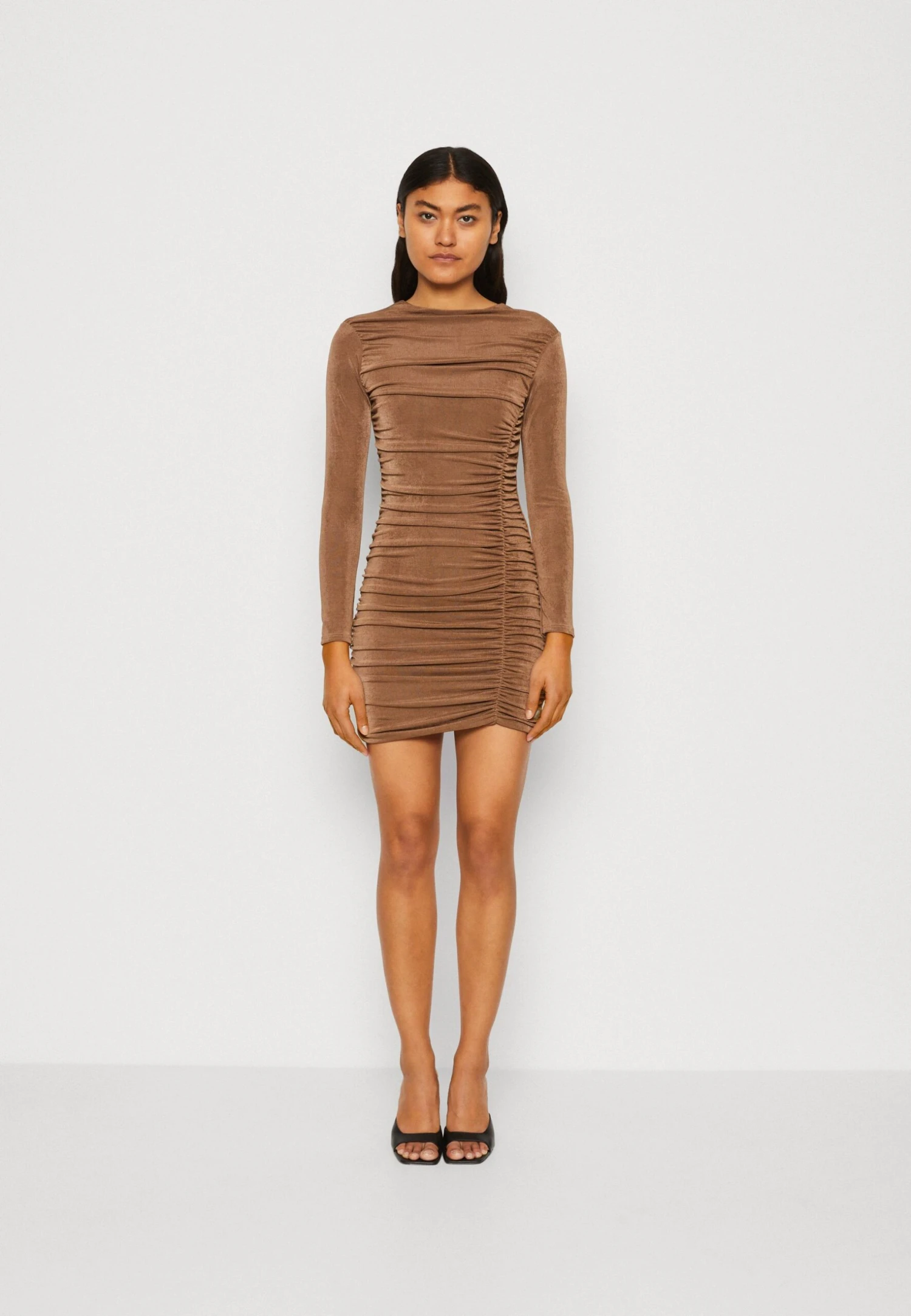 Wal G Ben Rouched Mini - Jersey Dress - Chocolate