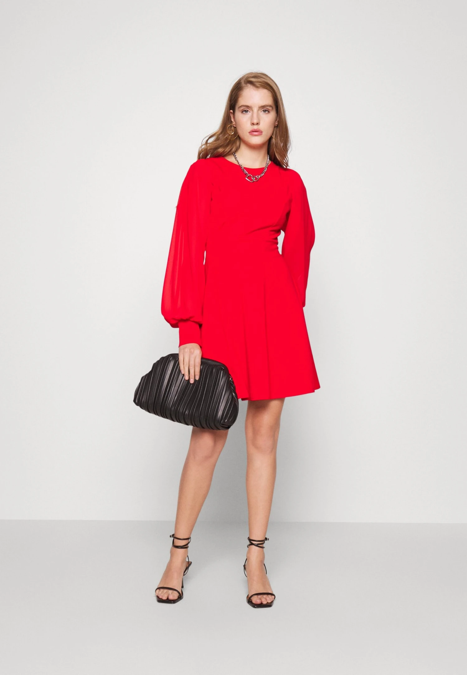 Kat Sleeve Dress - Cocktail Dress / Party Dress - Red - Image 2