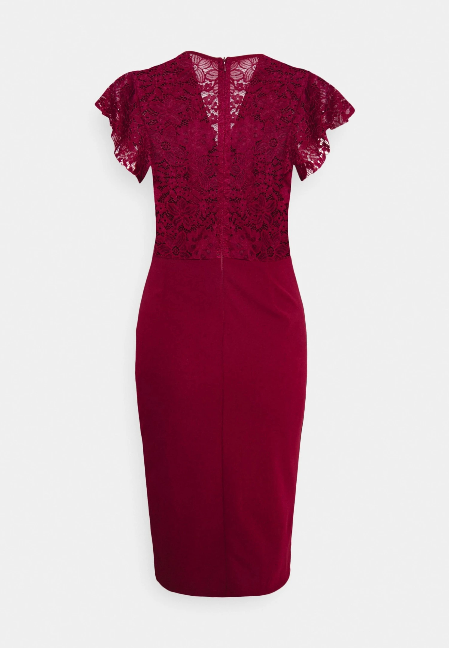 Double Frill Dress - Cocktail Dress / Party Dress - Wine - Image 2