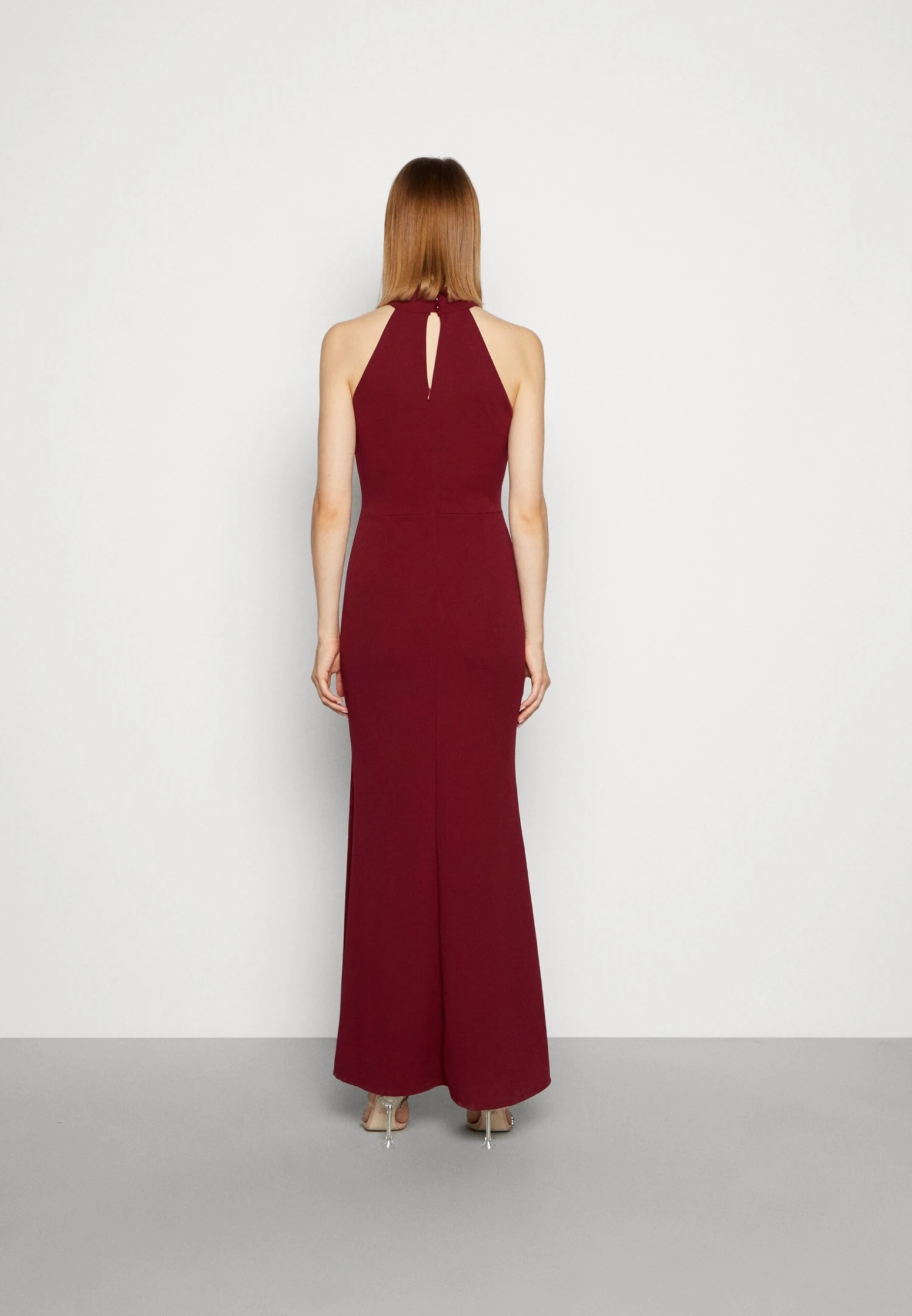 Wal G Sara Halter Neck Maxi Dress - Occasion Wear - Berry Wine - Image 3
