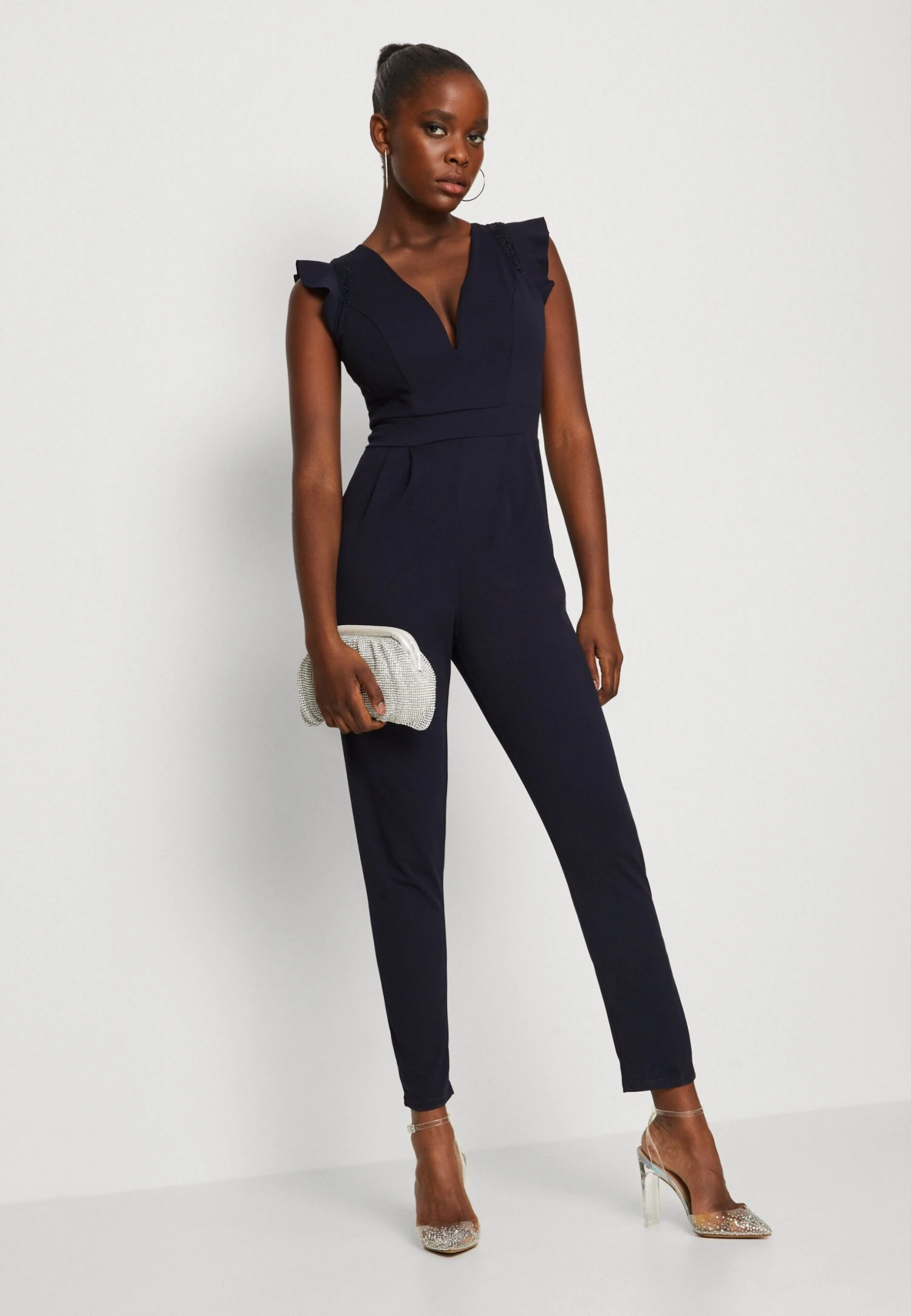 Wal G Ruffle With Back Insert - Jumpsuit - Navy Blue - Image 4
