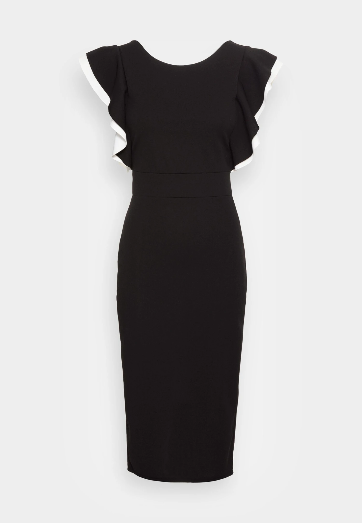 Wal G Kelly Ruffle Sleeve Midi Dress - Cocktail Dress / Party Dress - Black/White - Image 4