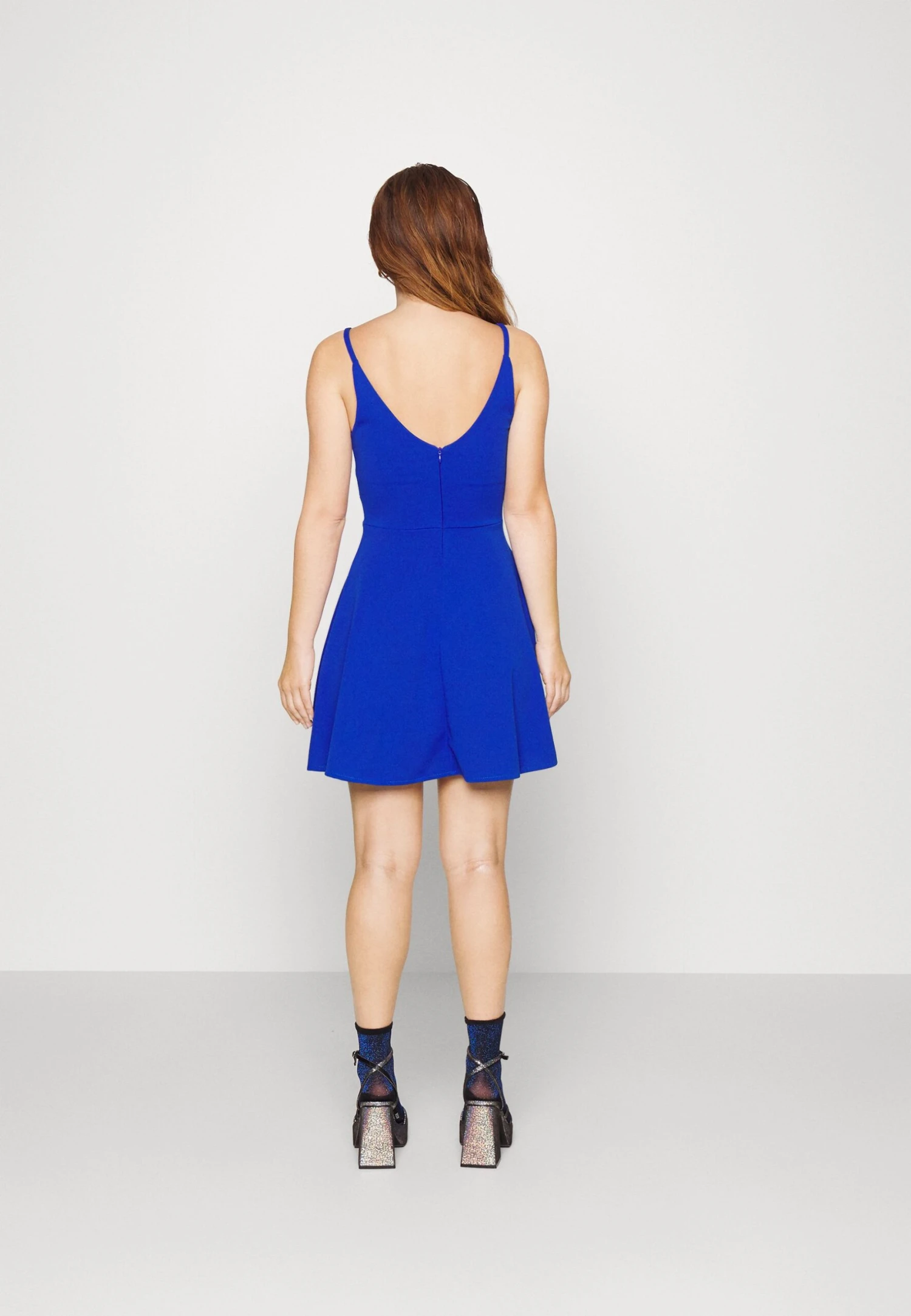 Tan Strap Skater - Cocktail Dress / Party Dress - Electric Blue - Image 3