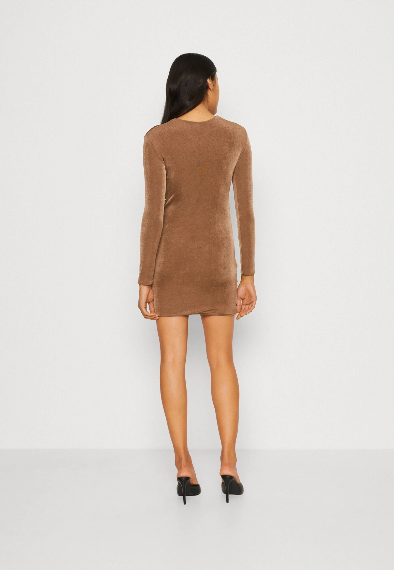 Wal G Ben Rouched Mini - Jersey Dress - Chocolate - Image 3