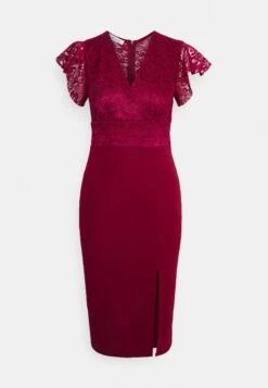 Double Frill Dress - Cocktail Dress / Party Dress - Wine