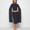 Wal G Cape Sleeve Dress - Cocktail Dress / Party Dress - Navy Blue