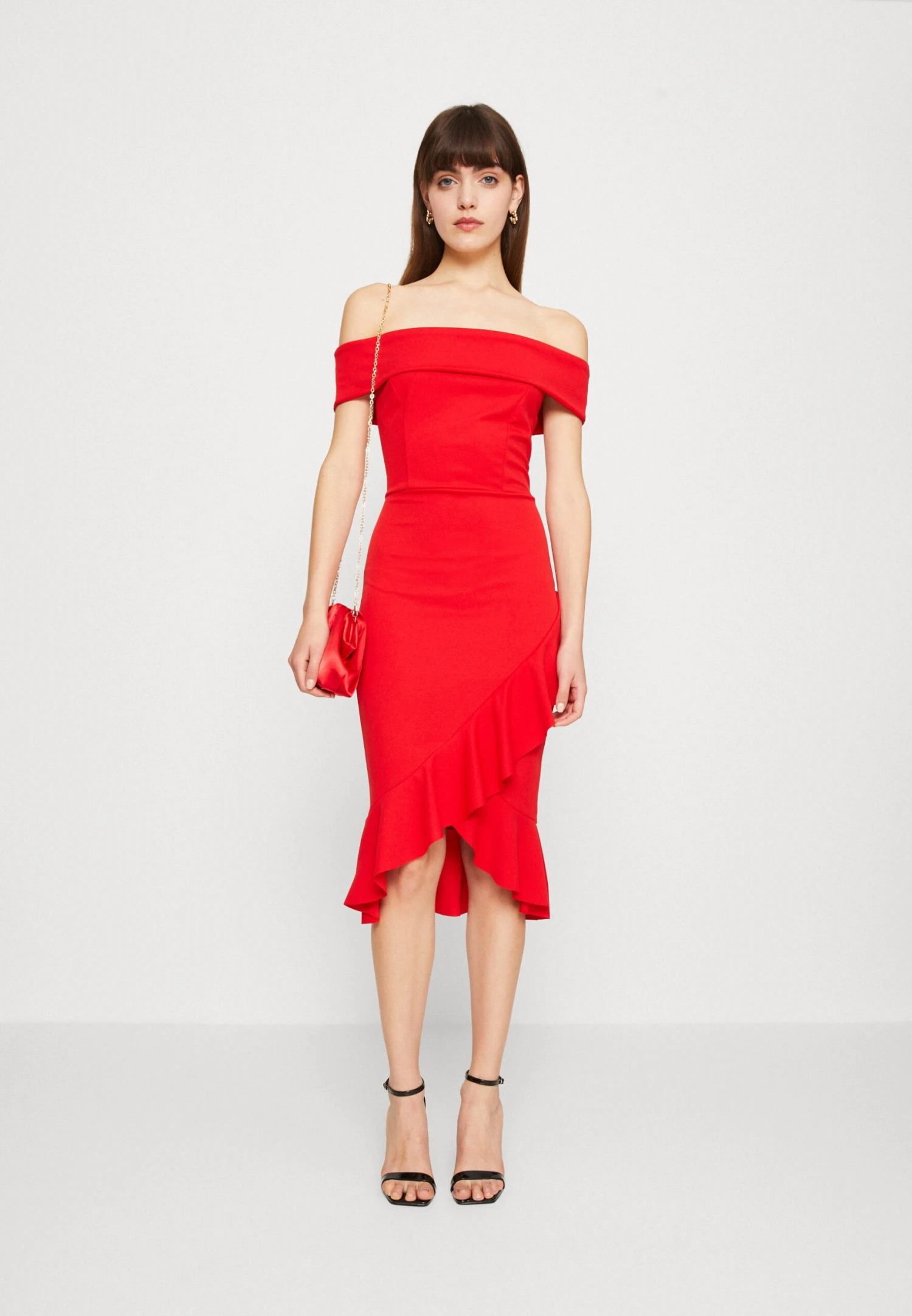 Wal G Vallery Ruffle Midi - Jersey Dress - Red - Image 2