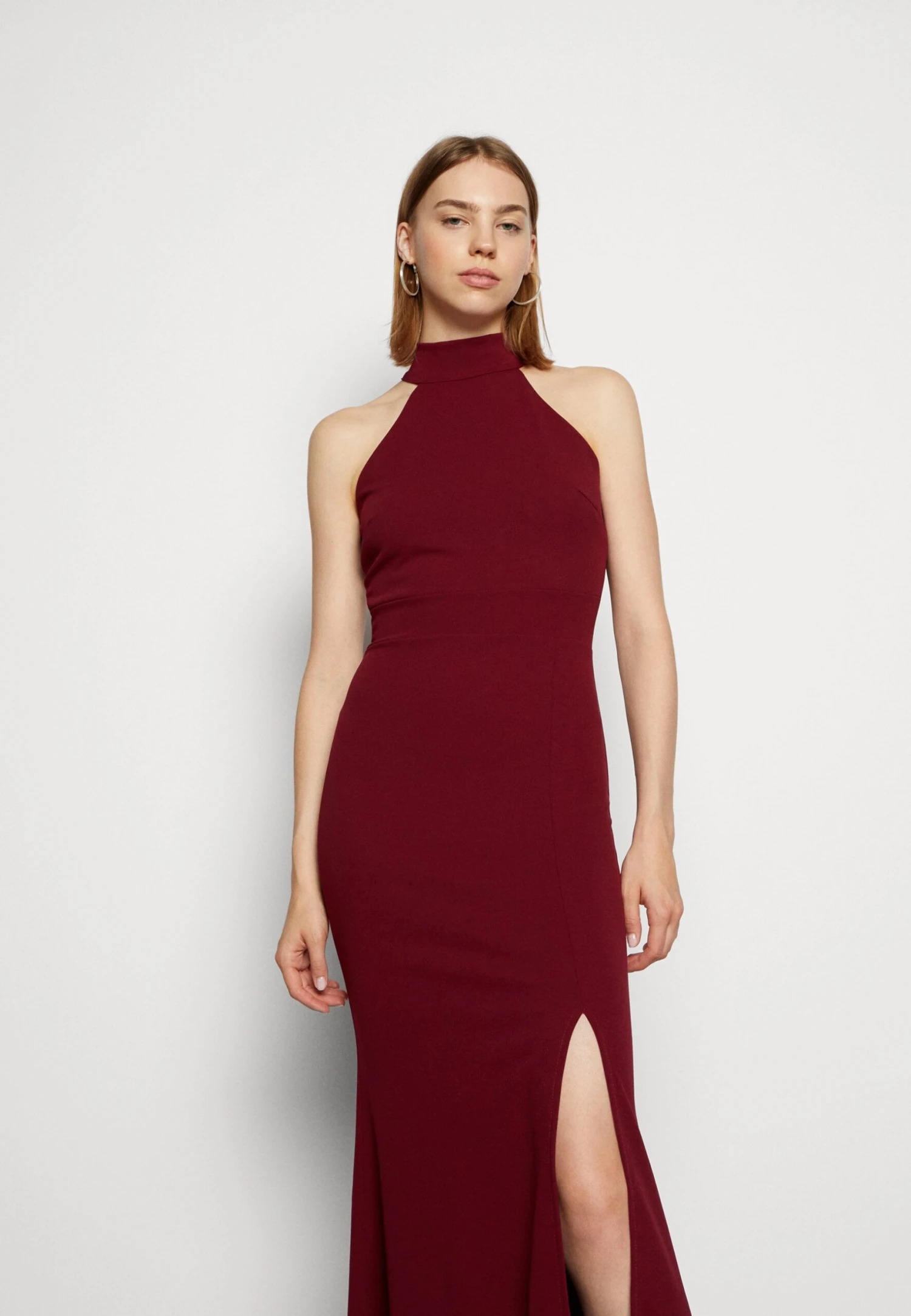 Wal G Sara Halter Neck Maxi Dress - Occasion Wear - Berry Wine - Image 4