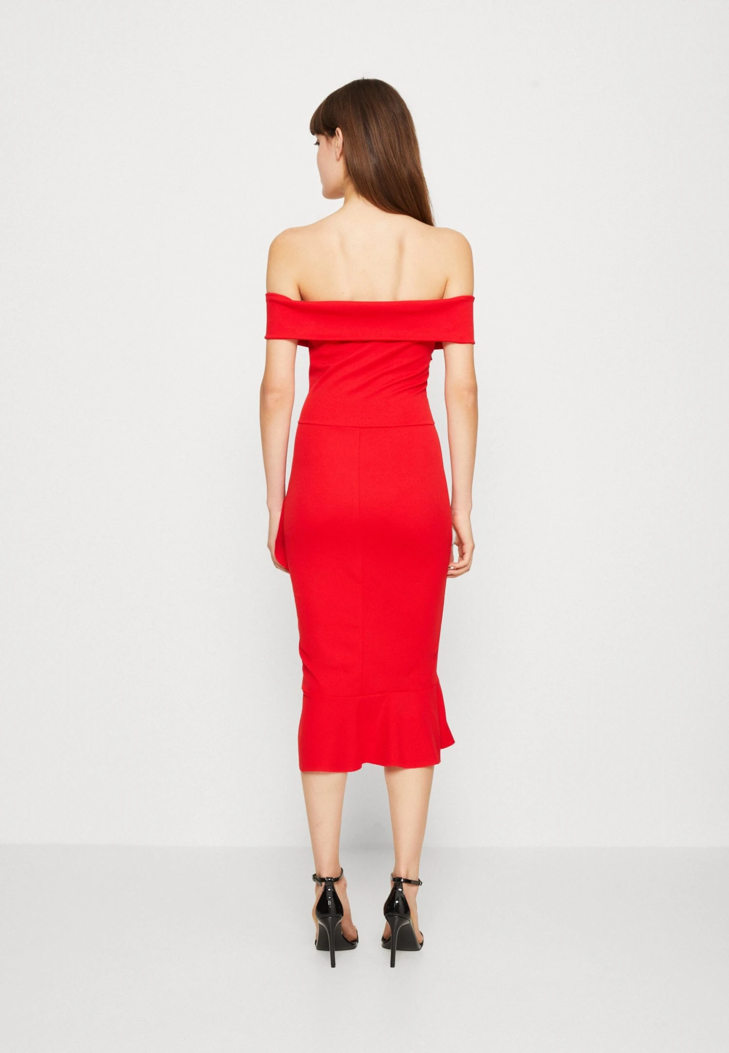 Wal G Vallery Ruffle Midi - Jersey Dress - Red - Image 3