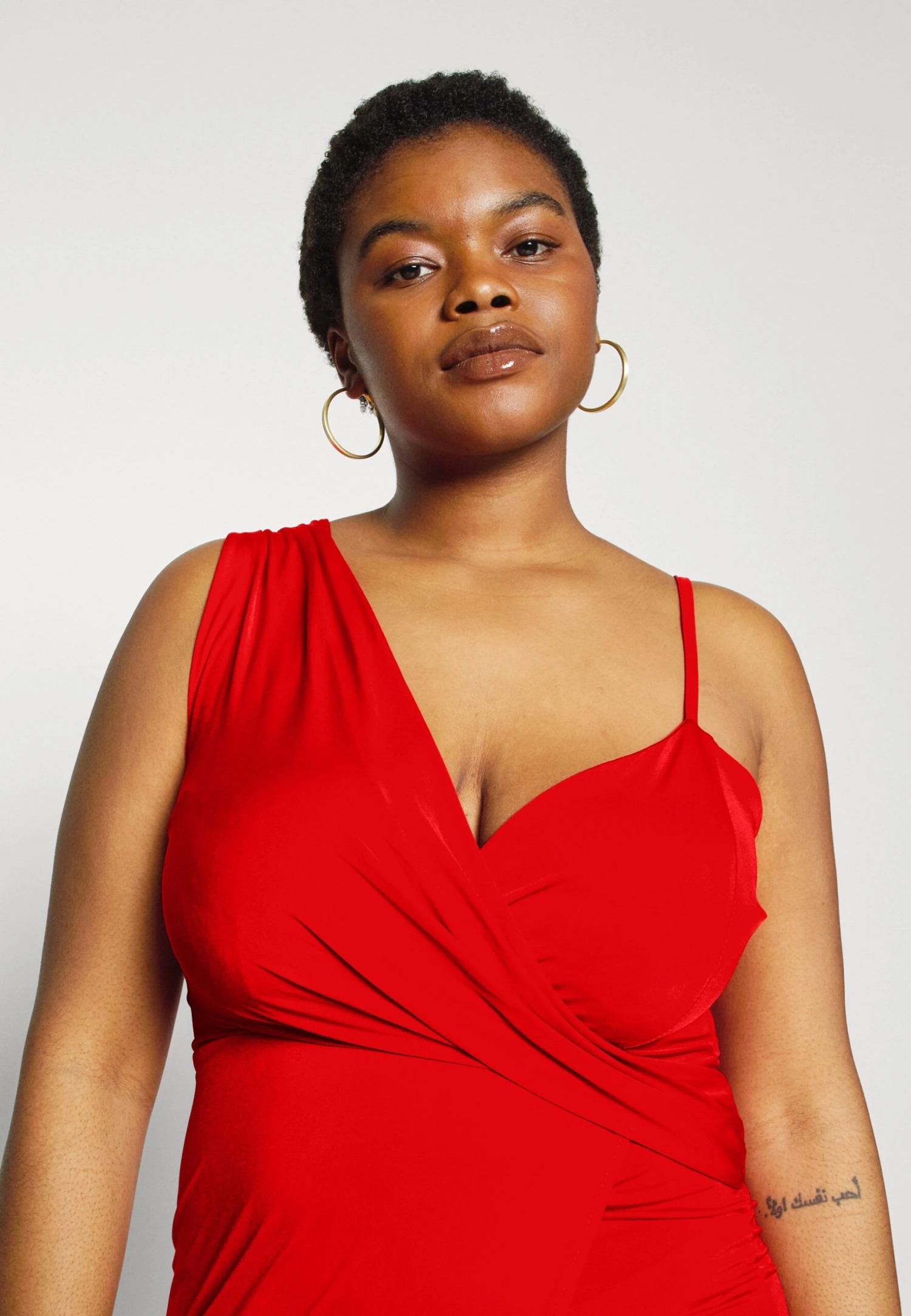 Winny Asymmetric Midi - Jersey Dress - Red - Image 5