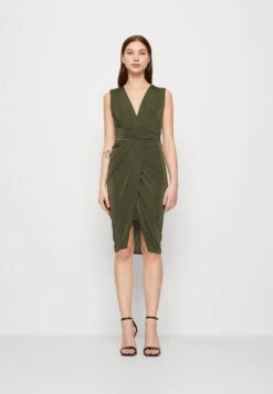 Wal G Safa Rouched Mini - Jersey Dress - Forest Green