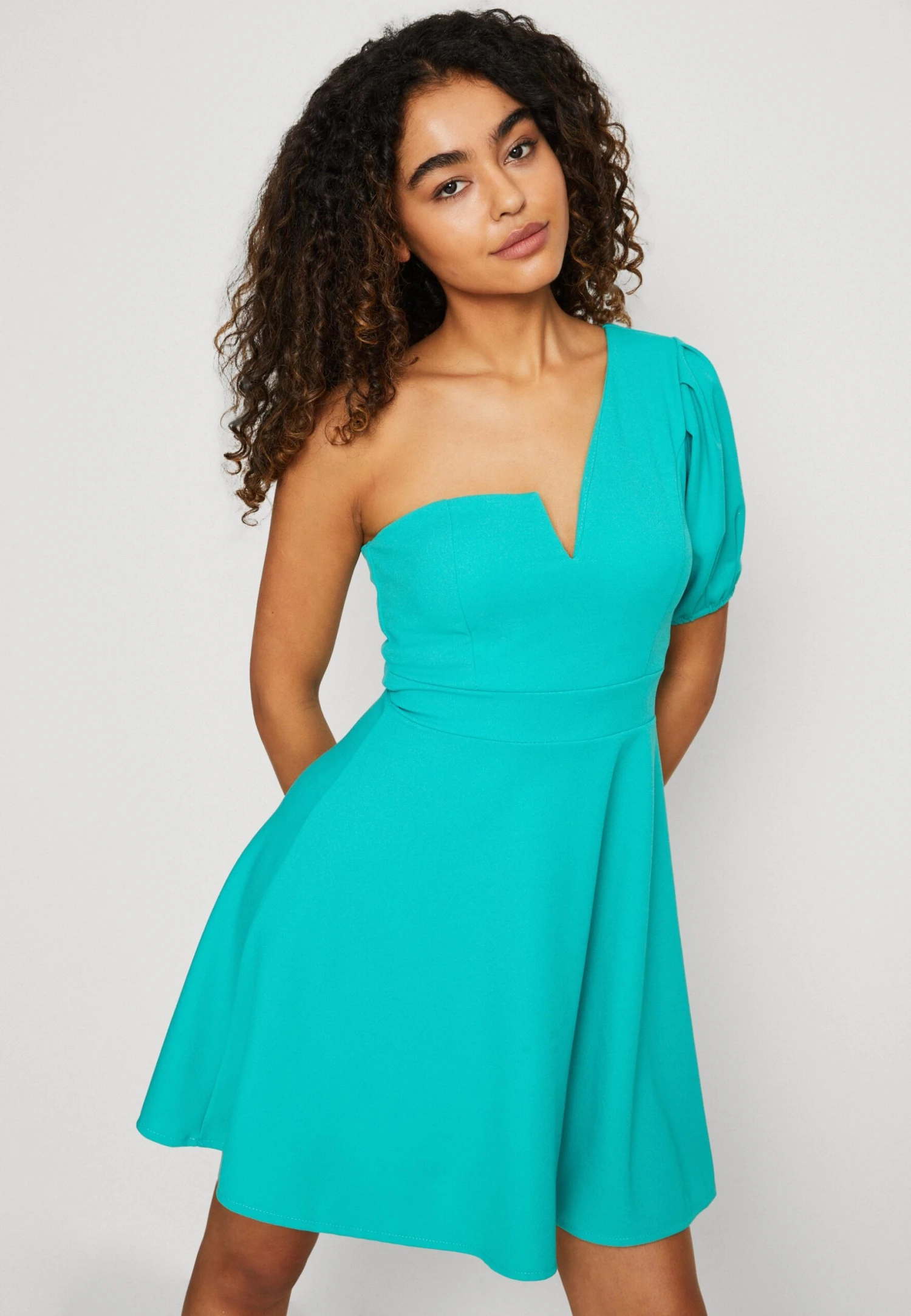 Wal G Zalora One Sleeve Skater Dress - Jersey Dress - Blue - Image 4