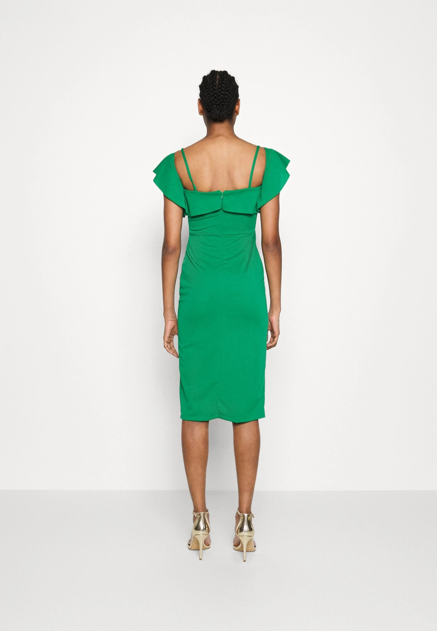 Zimmi Off Shoulder Midi Dress - Jersey Dress - Leaf Green - Image 3