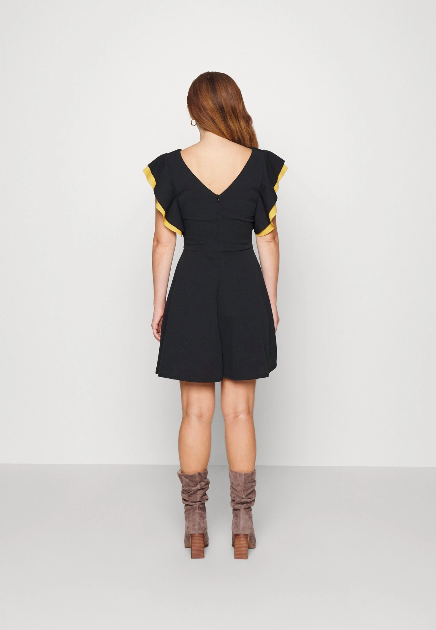 Max Ruffle Skater - Cocktail Dress / Party Dress - Black/Mustard - Image 3
