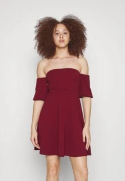 Wal G Renvi Off Shoulder Skater - Cocktail Dress / Party Dress - Berry Wine