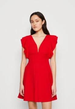 Wal G Lucia V Neck Frill Sleeve Skater Dress - Jersey Dress