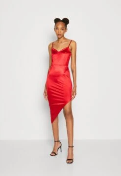 Wal G Archie Asymmetric Midi - Cocktail Dress / Party Dress - Red