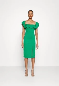 Zimmi Off Shoulder Midi Dress - Jersey Dress - Leaf Green
