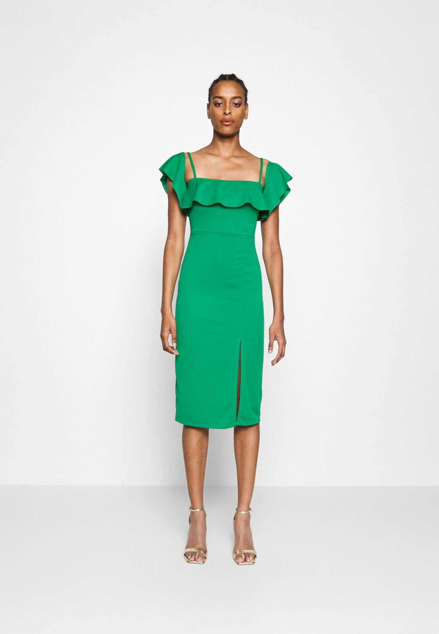 Zimmi Off Shoulder Midi Dress - Jersey Dress - Leaf Green