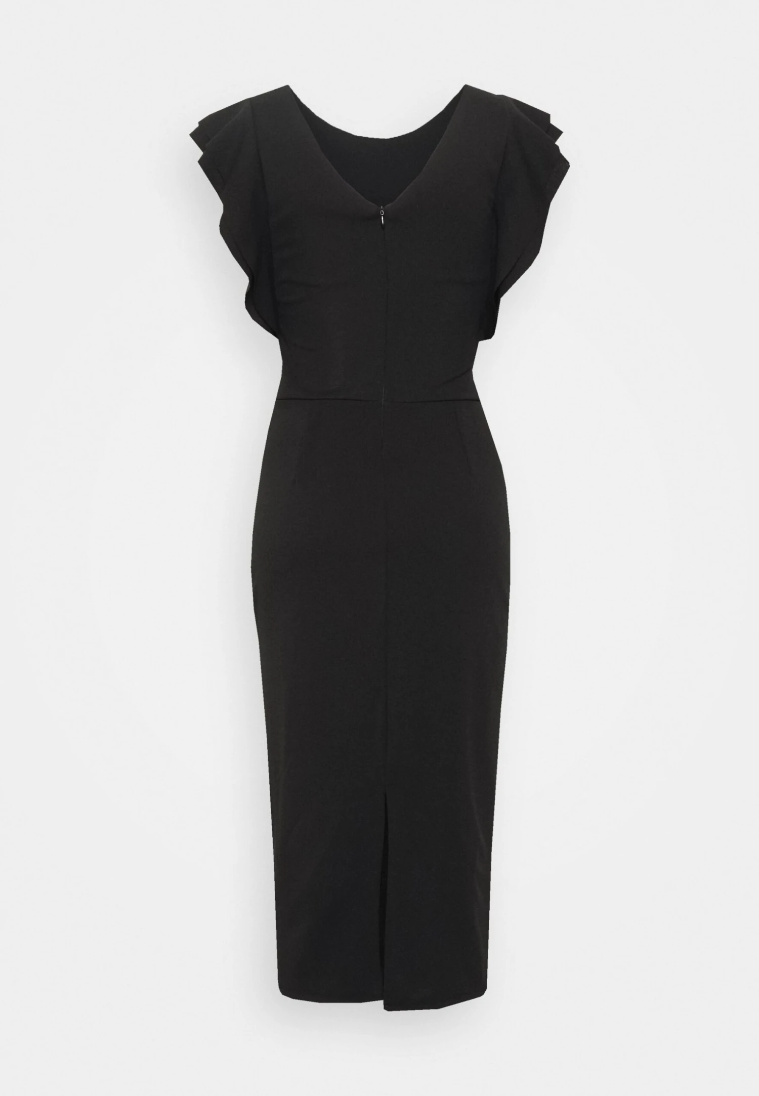 Diana Ruffle Sleeve Midi Dress - Jersey Dress - Black - Image 2