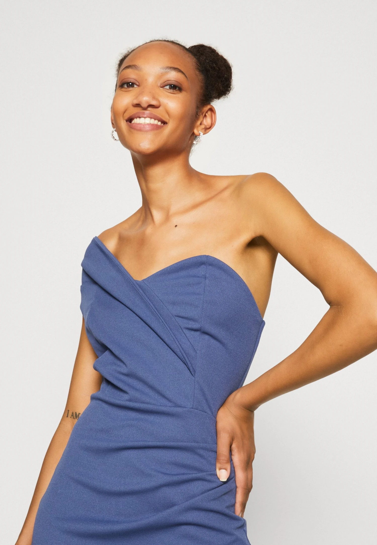 Wal G Milly One Shoulder Dress - Jersey Dress - Denim Blue - Image 4