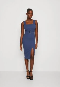 Wal G Jumina Buckle Midi - Jersey Dress - Denim Blue