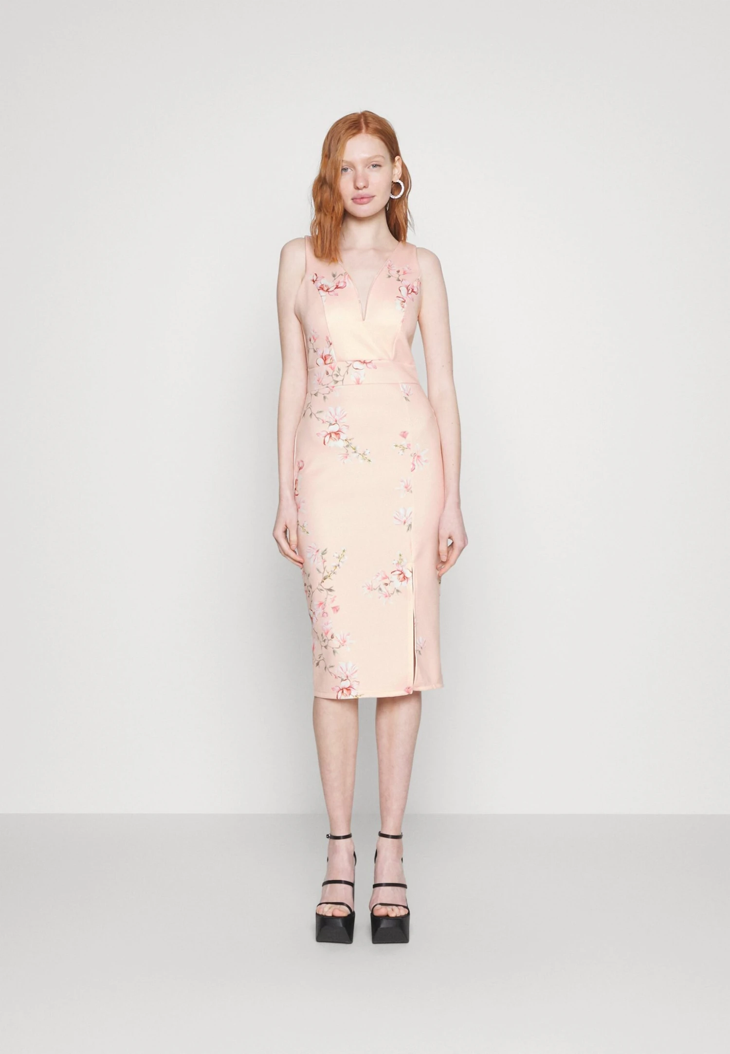 Wal G Wedding Alma V Neck Midi - Jersey Dress - Light Pink