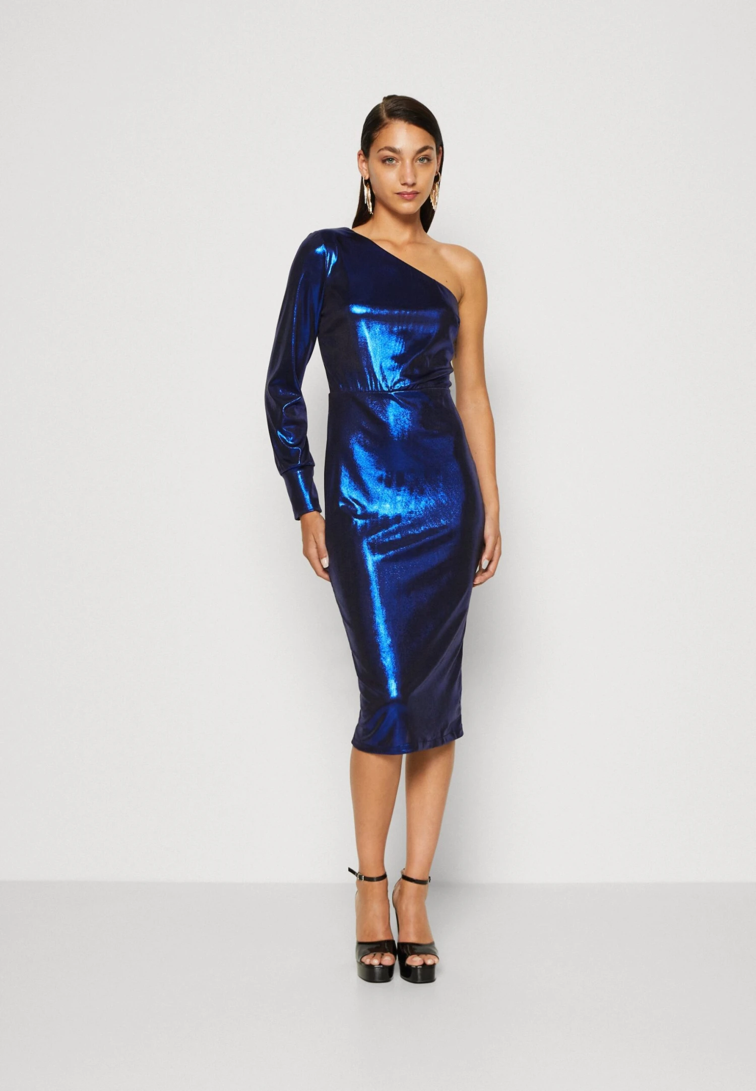 Wal G Hali One Sleeve Midi - Cocktail Dress / Party Dress - Electric Blue