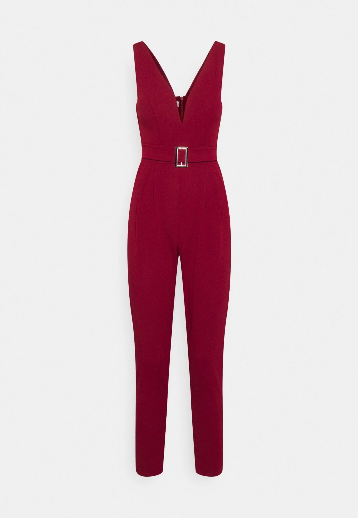 Buckle Plunge - Jumpsuit - Wine