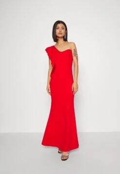 Wal G One Shoulder Maxi Dress - Cocktail Dress / Party Dress - Red