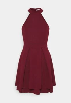Wal G Cheryl Halter Neck Skater Dress - Day Dress - Wine