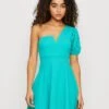 Wal G Zalora One Sleeve Skater Dress - Jersey Dress - Blue