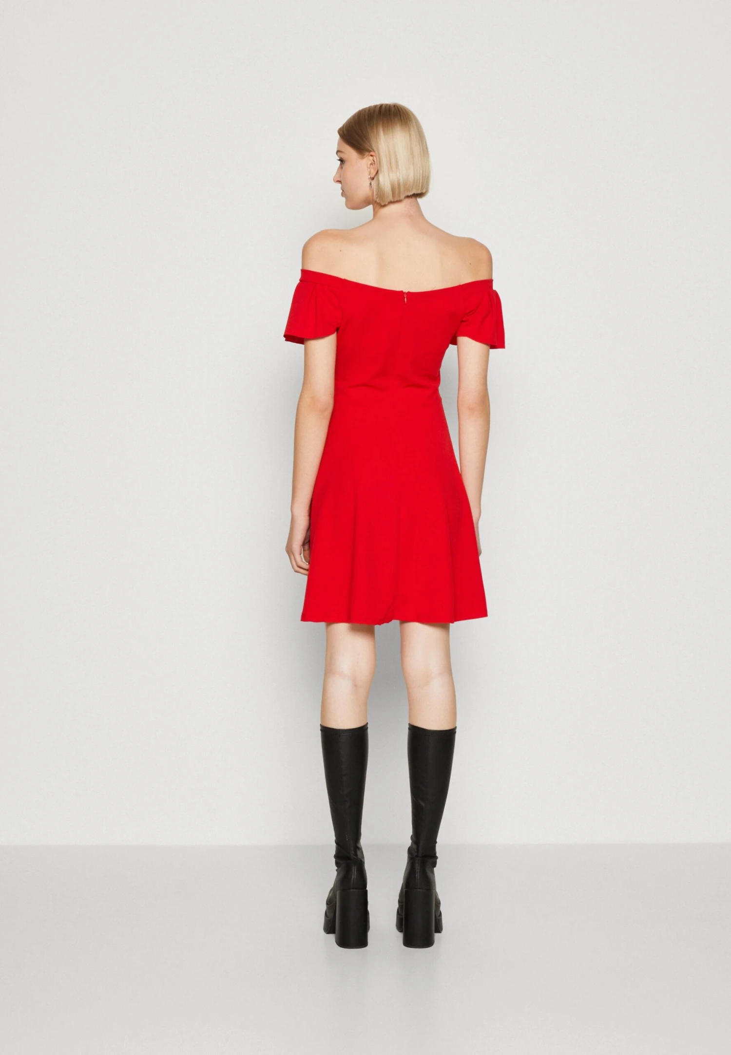 Wal G Alexa Ruffle Skater - Jersey Dress - Red - Image 3