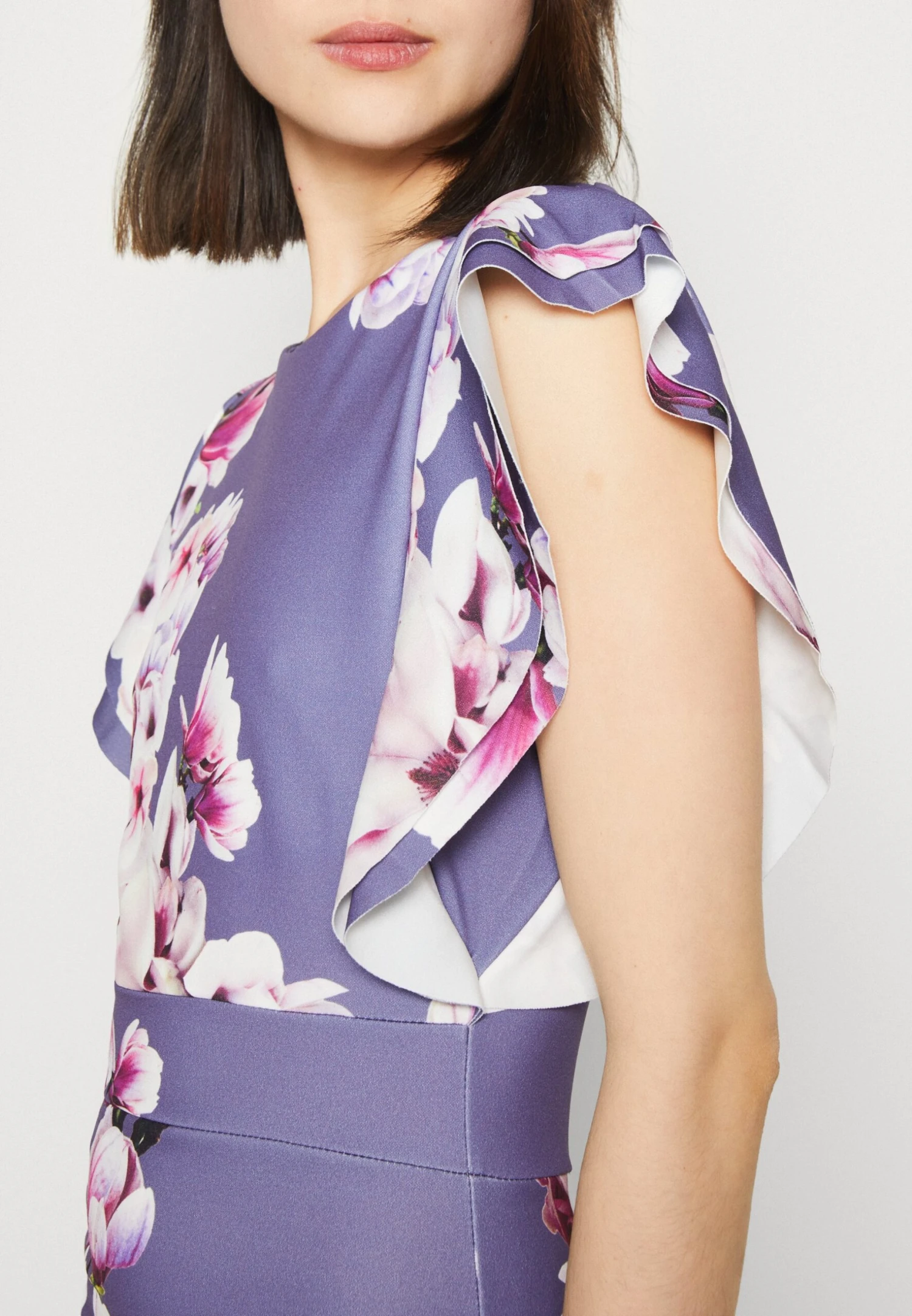 Wal G Diana Ruffle Sleeve Midi Dress - Jersey Dress - Purple - Image 6