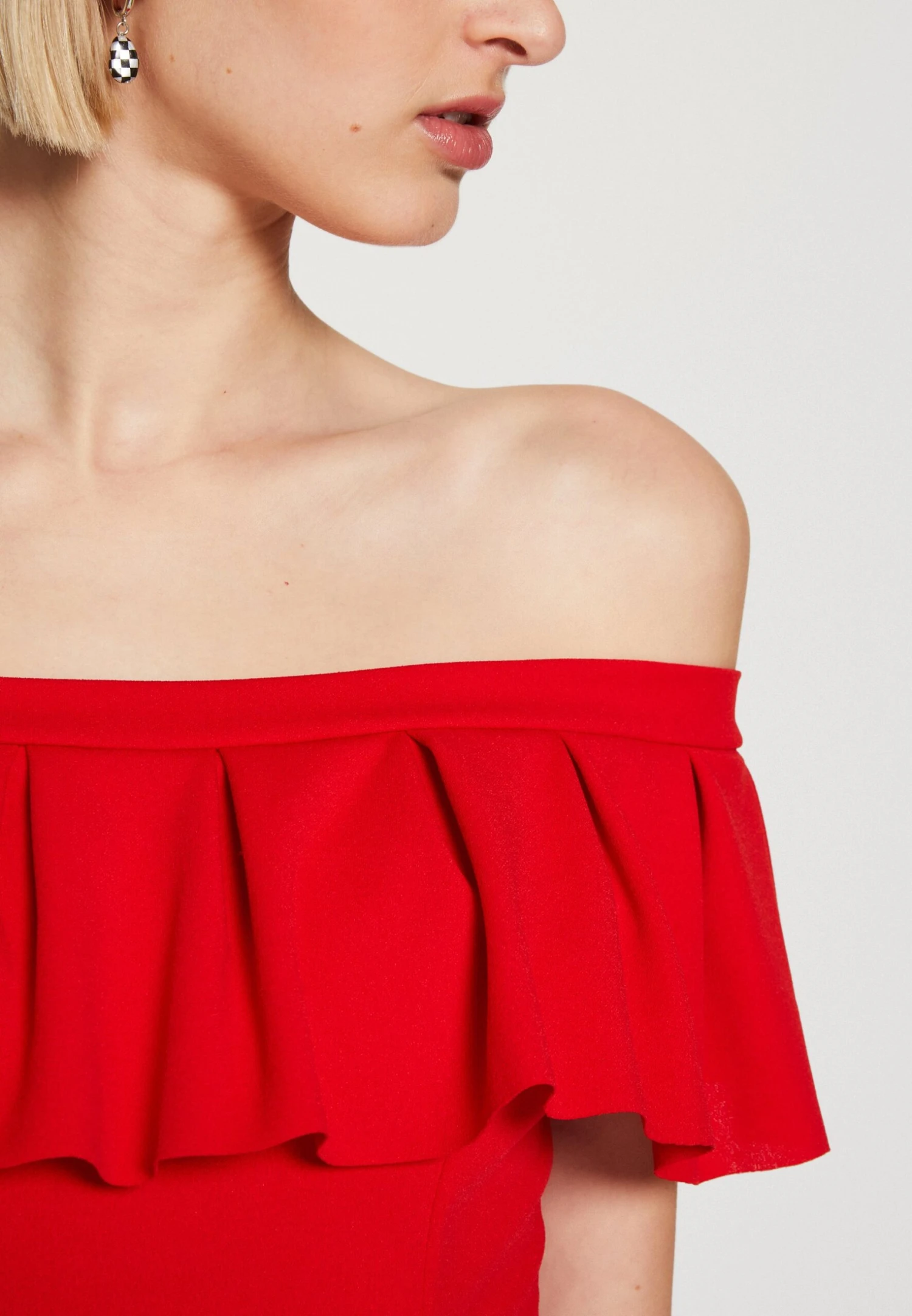 Wal G Alexa Ruffle Skater - Jersey Dress - Red - Image 6