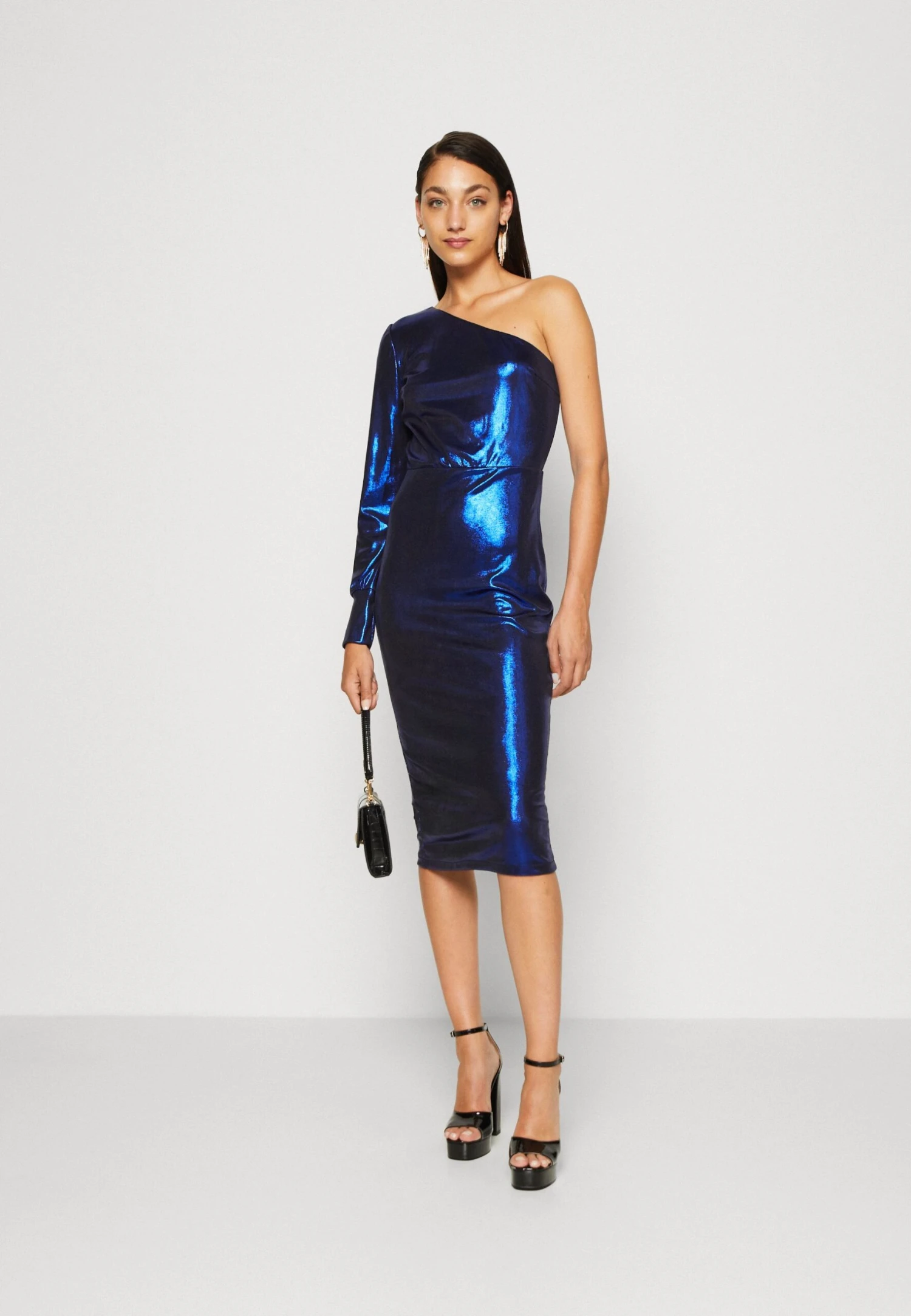 Wal G Hali One Sleeve Midi - Cocktail Dress / Party Dress - Electric Blue - Image 2