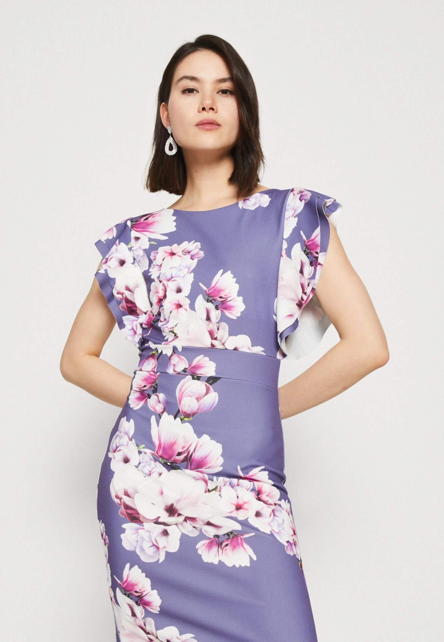 Wal G Diana Ruffle Sleeve Midi Dress - Jersey Dress - Purple - Image 4
