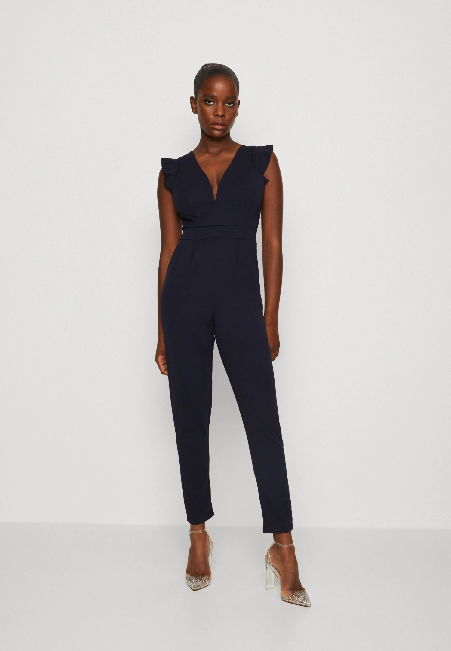 Wal G Ruffle With Back Insert - Jumpsuit - Navy Blue