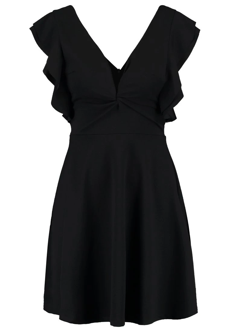 Wal G Lucia V Neck Frill Sleeve Skater Dress - Cocktail Dress / Party Dress - Black - Image 5